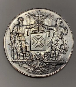 Médaille ancienne de Tir signée Desaide - Bronze Argenté - Picture 1 of 2