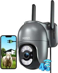 Xega 4G LTE Security Camera Outdoor With SIM Card?24/7 Recording? 2K Plug in 4G - Picture 1 of 6