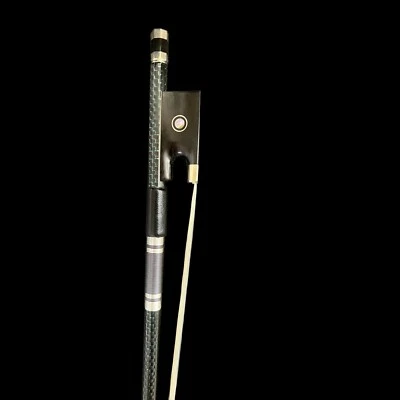 3/4Carbon Fiber FINE Violin Bow Blue Silver Silk Braided Stick Ebony Frog No.002 - Image 1 of 4