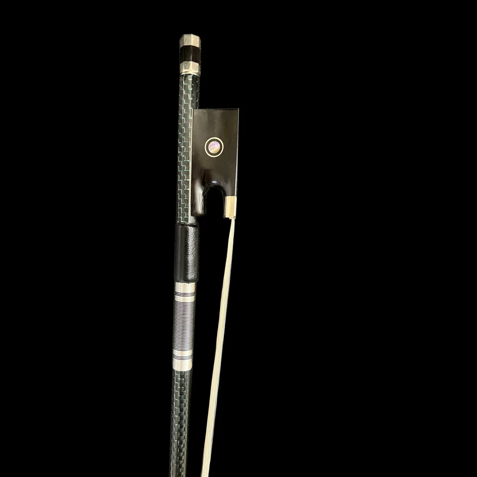3/4Carbon Fiber FINE Violin Bow Blue Silver Silk Braided Stick Ebony Frog No.002 - Image 1 of 4