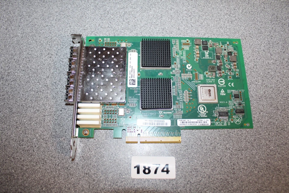 Dell QLogic QLE2564 8GB 4-Port Fibre PCI-E HBA High Profile Bracket [3A] - Image 1 of 3