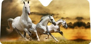 White Horses design car window Sun shade , made to order, select your size - Picture 1 of 1