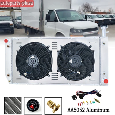 3 Row Radiator Shroud Fan Fit 2004-16 Chevy Express GMC Savana 3500 2500 4500 AT Foto 1 de 4