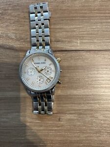 Michael Kors MK5057 Silver Stainless Steel with Silver Gold..broken for Parts