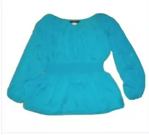 COLLEEN LOPEZ My Favorite Things size XL Turquoise NEW BLOUSE Smocked Waist - Picture 1 of 2
