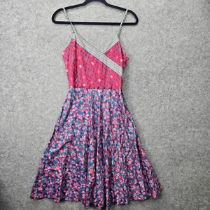 MARC JACOBS Dress Womens 0 XS Red Blue Floral Slip Boho Party Luxury Y2K Whimsy - Picture 1 of 17
