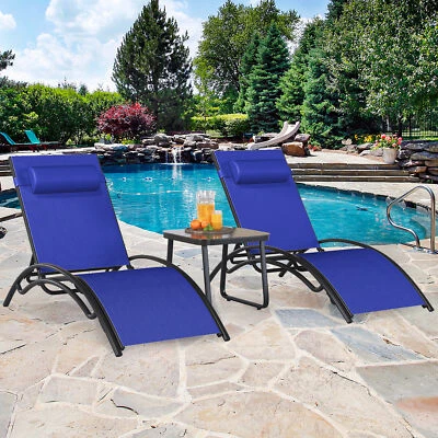 Conjunto de 3 espreguiçadeiras ao ar livre TAUS espreguiçadeiras para piscina com mesa lateral - Imagem 1 de 4