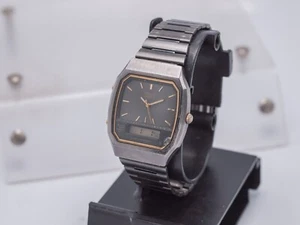 1992 - Seiko H601-5479 Men's 33mm Ana Digi Black Wrist Watch - Picture 1 of 9
