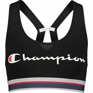 CHAMPION Womens Girls Racerback Crop Top, Black, size S /UK 10