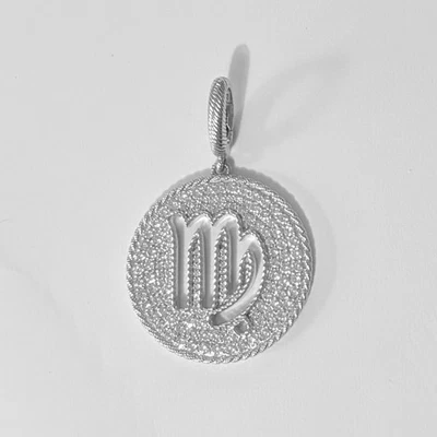 Potenciador del zodiaco VIRGO Judith Ripka plata y diamante (circonita pública) Foto 1 de 3