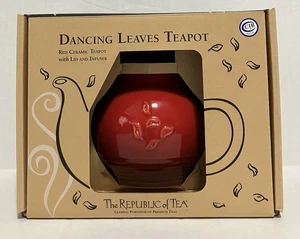 Republic of Tea Dancing Leaves Teapot Lid and Infuser 20 Oz. Capacity Red NOB - Bild 1 von 8