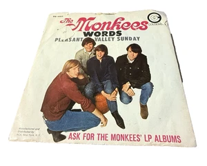 The Monkees Pleasant Valley Sunday Words 45 RPM Vinyl 7" Record VG+ - Picture 1 of 3