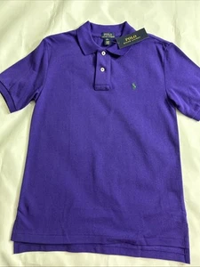 Polo Ralph Lauren Purple Pique Short Sleeve Shirt Knit Boys Sz M 10 - 12 NWT - Picture 1 of 14
