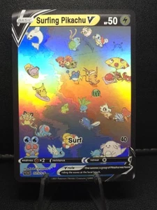 Pokemon Surfing PIKACHU V Waifu Doujin Ultra Rare Foil ACG Art Card - Picture 1 of 3