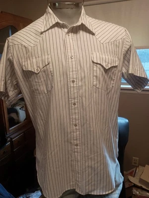 Vintage Western Pearl Snap Shirt XL Striped Ruddock Brand Short Sleeve Made USA - Image 1 of 4