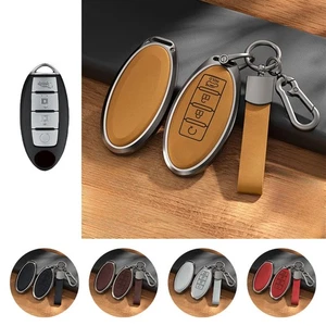 Aluminum Alloy Leather Car Key Case Cover For Nissan Sentra Altima Rogue Maxima - Picture 1 of 17