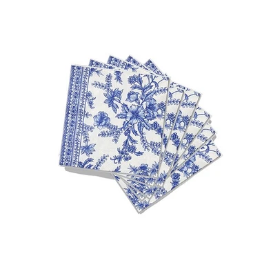Coterie Blue Floral Paper Cocktail Napkins (Set of 25) | Blue & White Toile F... - Image 1 of 4