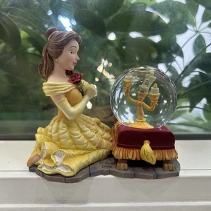 Disney Belle Kneeling Mini Snow Globe With Lumiere Beauty And The Beast Glitter - Picture 1 of 4