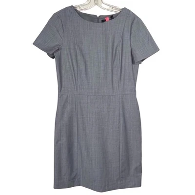 Платье-футляр THEORY Cassii размер 8 шерстяная смесь короткий рукав светло-серое офисное б/у в отличном состоянии - Изображение 1 из 4