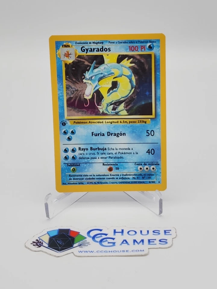 Gyarados 6/102 MISCUT SPANISH 1ST EDITION WOTC POKEMON Base Set *CCGHouse* SA - Image 1 of 4