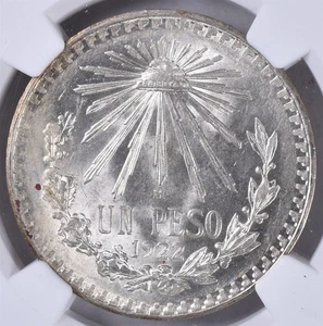 1922 M Mexico Peso - NGC MS64  - Picture 1 of 3