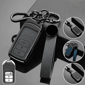 Zinc Alloy Leather Car Key Case Cover For Honda Pilot Insight Accord Jazz Vezel - Picture 1 of 18