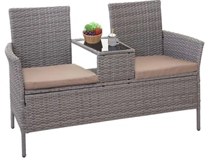 HW Gartenbank HWC-E24 Mitteltisch Parbank Rattanbank Sitzbank Gartensessel - Bild 1 von 8