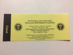 2000 Discurso del presidente Bill Clinton al pedernal, Michigan Boleto de la comunidad - Imagen 1 de 5