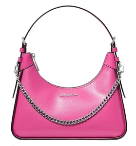 Michael Kors Ladies Shoulder Bag Wilma Md Ew Pouchette Leather Cerise New - Picture 1 of 15