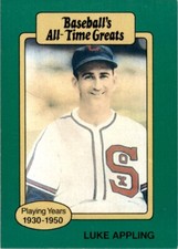 1987 Hygrade Baseball's All-Time Greats Luke Appling Chicago White Sox #41A