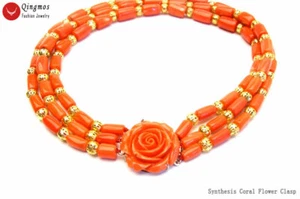 10-11MM Knobble Natural Pink 3 Strand Coral Necklace for Women Beads Chokers 18" - Picture 1 of 11