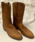 Justin 3408 Classic Roper Brown Leather Pull-on Cowboy Boots Men's 6b Usa