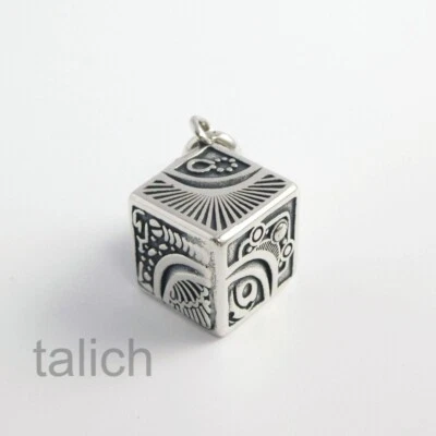 Brillante Sólido Plata de Ley 925 y Latón Mágico Dados de la Suerte Dije Colgante Único Foto 1 de 4