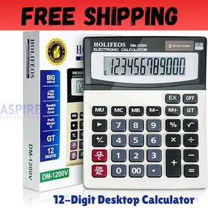 Calculator, 12-Digit Large LCD Display Calculators Desktop, Big Button Desk Calc - Picture 1 of 8