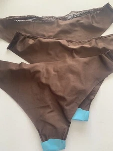 ASOS Design 3 Pack No VPL & Lace Thong In Brown Medium BNWT Freepost - Picture 1 of 9