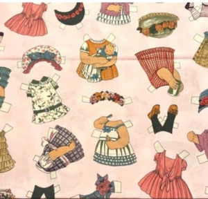Windham Fabrics Presents Paper Dolls #28117  By Sheryl Rae Marquez  PINK 44”x15” - Picture 1 of 19