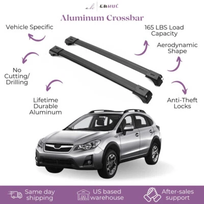 2 Piece Lockable Roof Rack Cross Bars For Subaru XV Crosstrek 2013-2026 - Black - Image 1 of 4