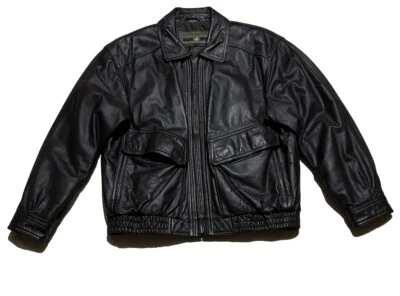 Vintage Members Only Brown Men's Genuine Leather Bomber Jacket - Size L  - Image 1 of 4