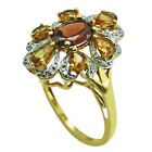 Oval Cut Garnet Natural Zircon Cocktail Ring 10K Yellow Gold Christmas Gift