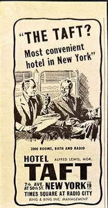 1946 Hotel Taft Vintage Print Ad Times Square Radio City Alfred Lewis - Picture 1 of 6