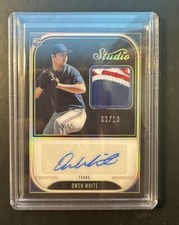 2023 Panini Chronicles Owen White Studio Rookie Patch Auto /10 Texas Rangers