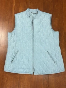 Relativity Womens Large Blue Quilted Full Zip Sleeveless Vest Fall Dressy Casual - Picture 1 of 8