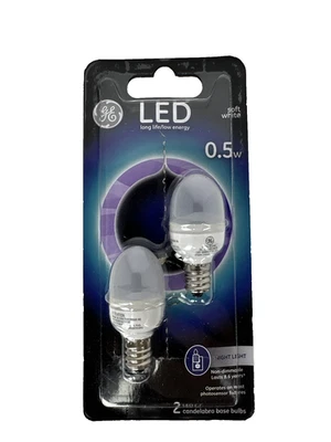 GE LED C7 Soft White Night Light Bulbs Candelabra Base 0.5 Watts 2-Pk. - Image 1 of 4