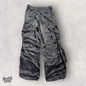 Zara Satin Cargo Pants Black Wide Leg Utility Pocket Women’s Size Medium Trendy - Picture 1 of 3
