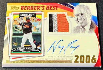 2016 Topps Berger's Best Gold /10 Patch Auto Hanley Ramirez Relic #BBAR-HR - Image 1 of 2