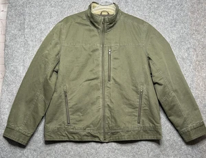 LL Bean Jacket Mens XL Green Canvas Blanket Lined Wool Sherpa Collar Insulated - Picture 1 of 24