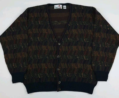 Cárdigan Suéter Vintage Florencia Tricot Italia Mezcla Lana Patrón Multicolor L Foto 1 de 4