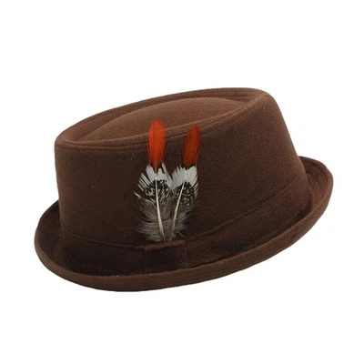 Unisex Lana Cerdo Pastel Sombrero Retro Pluma Banda Fedora Jazz Sombrero Boda Fiesta Foto 1 de 4