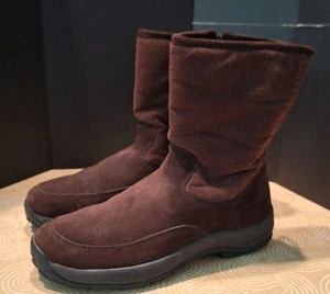LL Bean Women's Brown Suede Fleece Lined Insulated Warm Winter Boots Size 9 Med - Picture 1 of 7