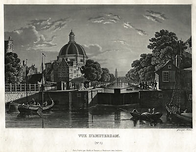 Niederlande Amsterdam Cingel Original Aquatinta Martens 1835 • 200€
